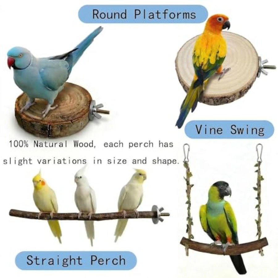 8PCS natural wood bird perches - Health & Wellness Unit review and price